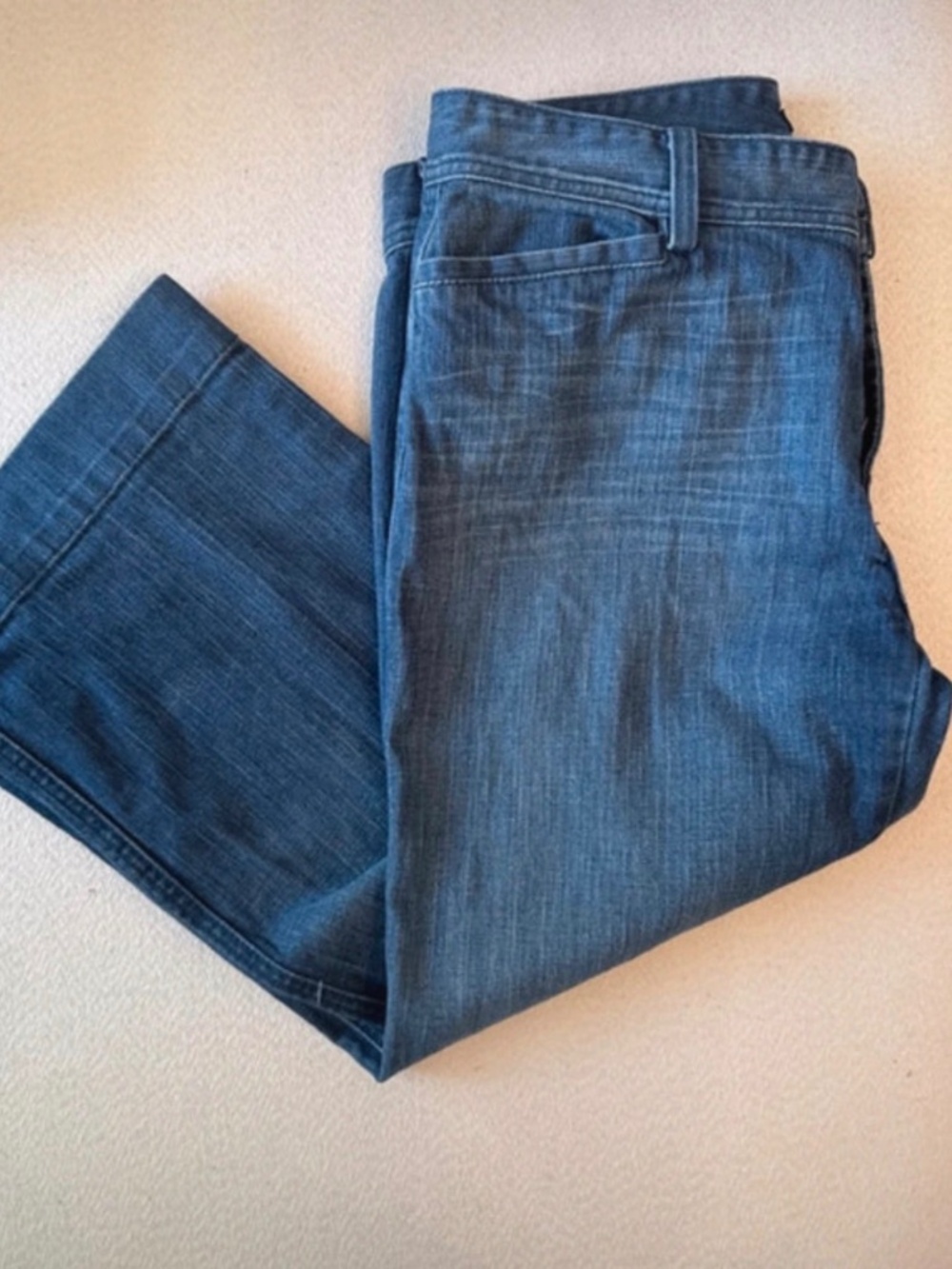 Karen Kane Denim Wide Leg Cropped Trouser Capri Jeans Size 14